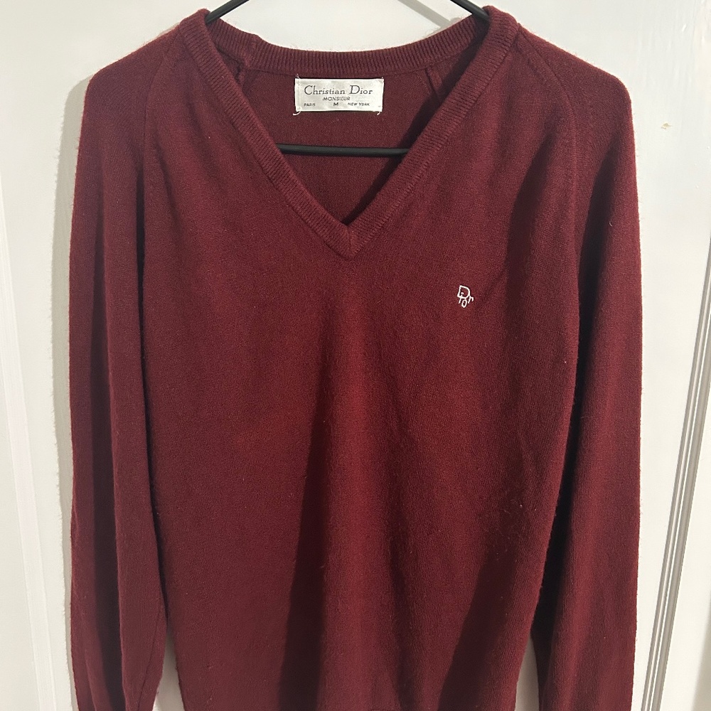 VTG Christian Dior V Cut Sweater ❤️ 100% Orlon Cotton